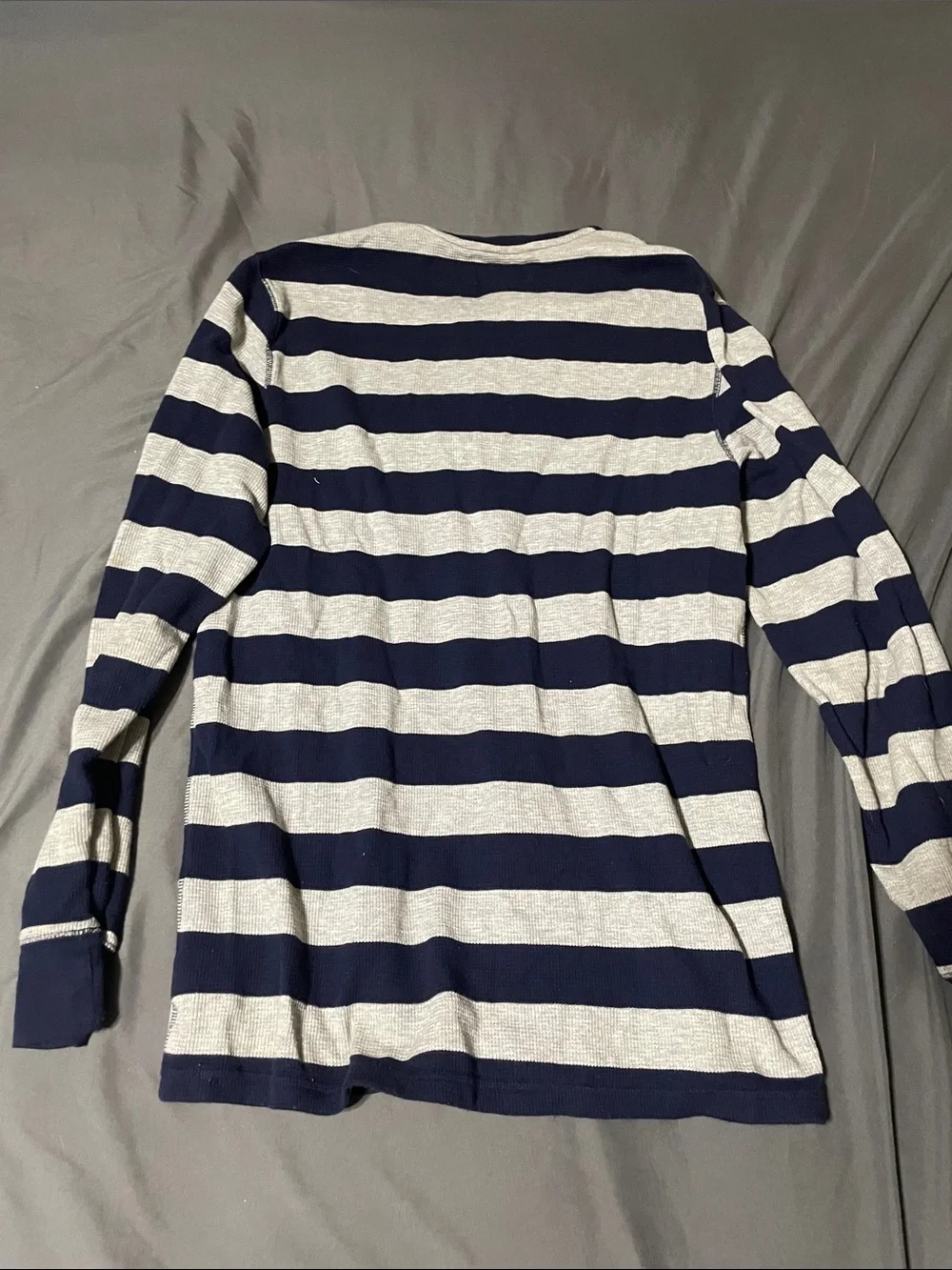Polo by Ralph Lauren Men’s Navy and Light Gray Striped Long Sleeve Tee